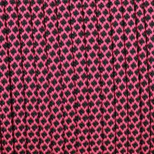 Paracord 550 diamond nero-rosa flu 4 mm - 50 mt