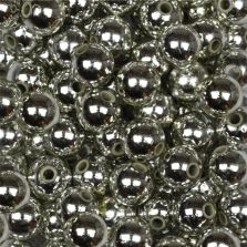 Perle metallizzate 10 mm, colore argento, foro 2 mm - 115 pz