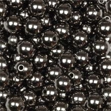 Perle metallizzate 10 mm, colore ematite, foro 2 mm - 115 pz