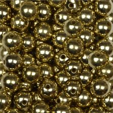 Perle metallizzate 10 mm, colore oro, foro 2 mm - 115 pz