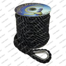 Ormeggio di poppa nero con redancia inox 14 mm - 15 mt