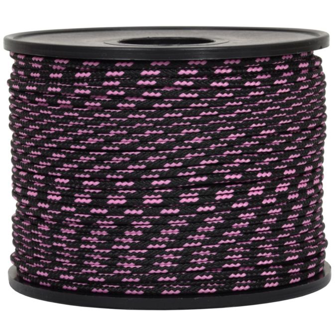 Treccia sky nera con spia rosa flu 2 mm - 50 mt