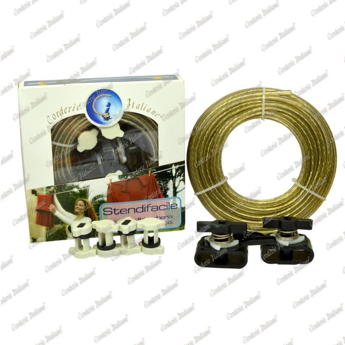 Kit Stendibiancheria acciaio ottonato 4 mm - 20 mt