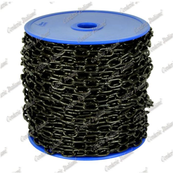 Catena orologio Ø 1,6 mm, interno maglia 8 mm x 3 mm, 25 mt, nera