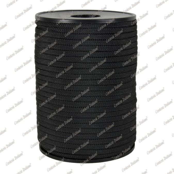 Treccia piatta élite, nera, 4 mm - 90 mt