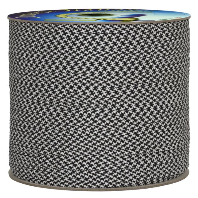 Treccia piatta starry, bianco/nero, 4 mm - 200 mt