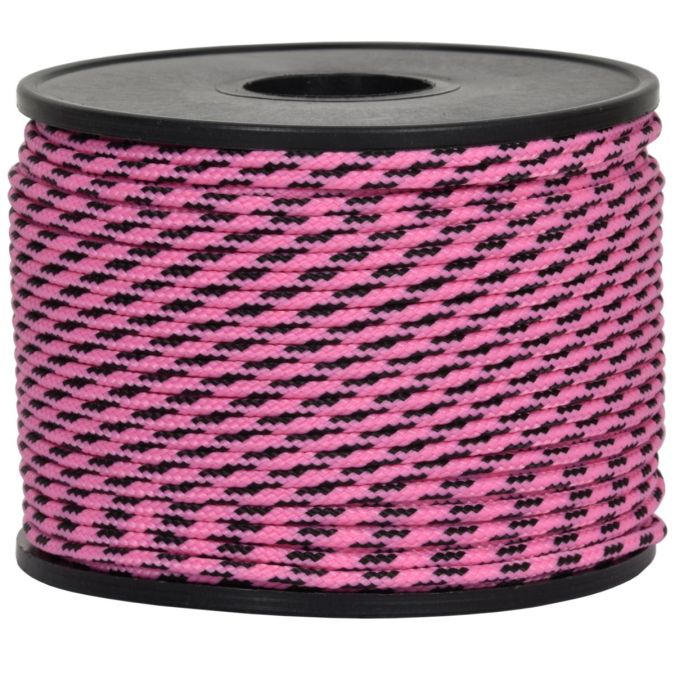 Treccia sky rosa flu con spia nera 2 mm - 100 mt