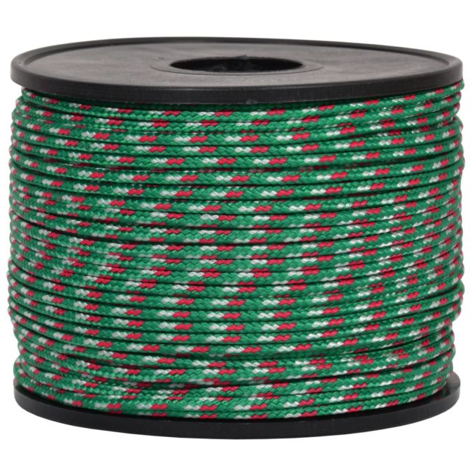 Treccia sky verde con spie bianco-rossa 2 mm - 50 mt