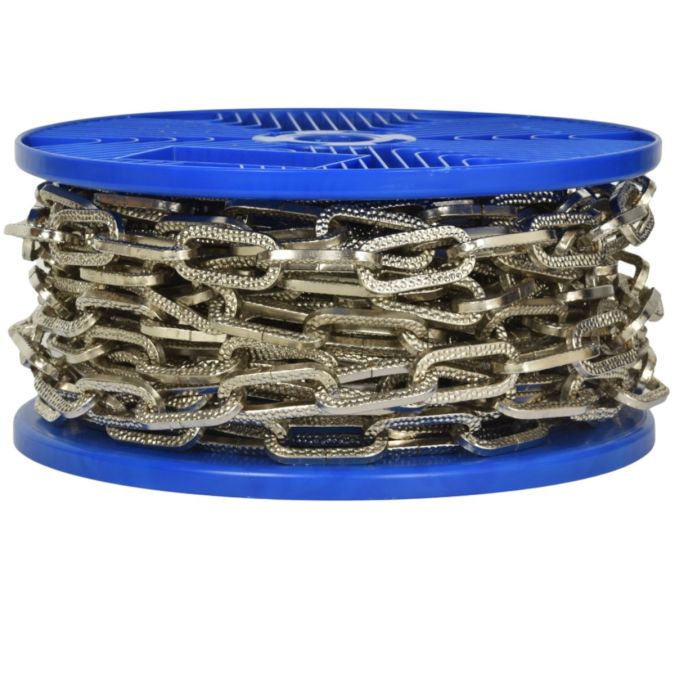 Catena genovese martellata Ø 4 mm, interno maglia 29 mm x 8,5 mm, metri 15, nichelata