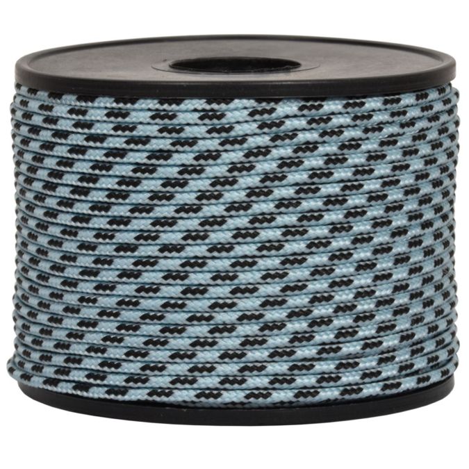 Treccia sky celeste con spia nera 2 mm - 100 mt
