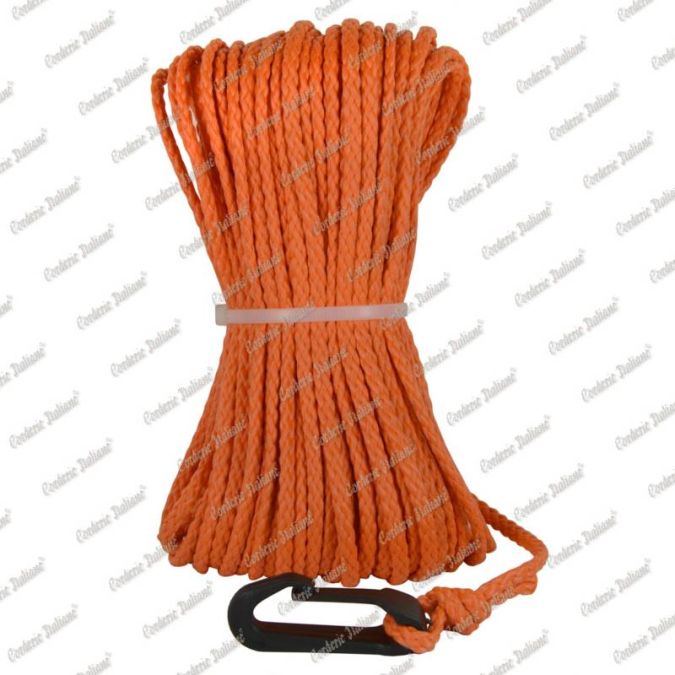 Treccia boa sub galleggiante arancio con moschettone, 4 mm - 20 mt