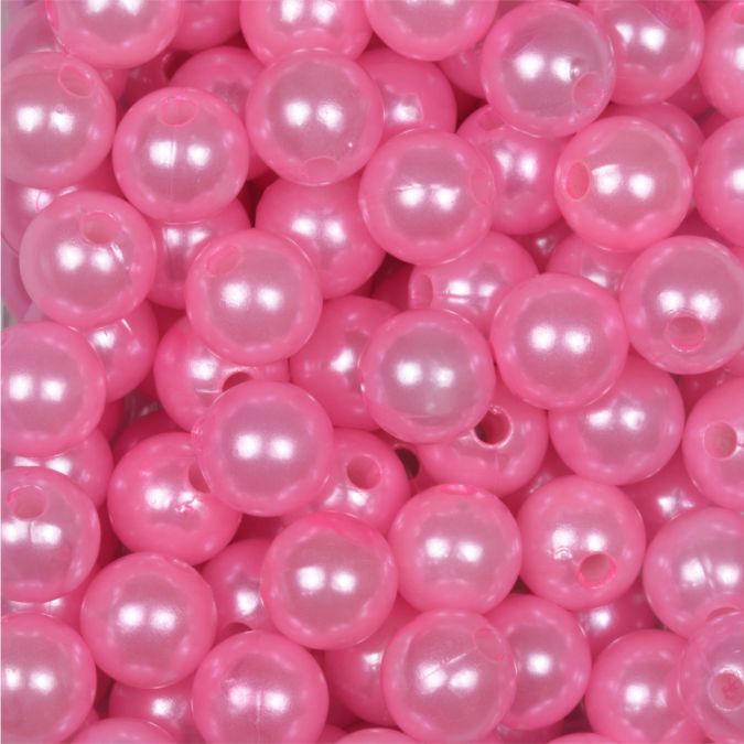 Perle 10 mm, colore rosa, foro 2 mm - 115 pz