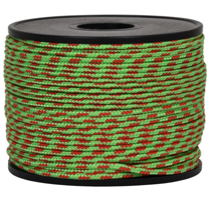 Treccia sky verde flu con spia rossa 2 mm - 100 mt