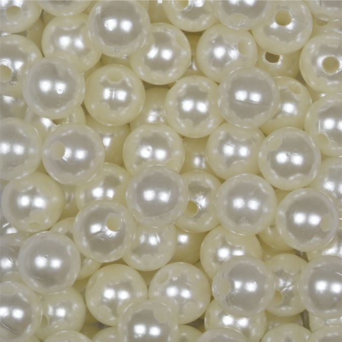 Perle 10 mm, colore perla, foro 2 mm - 115 pz