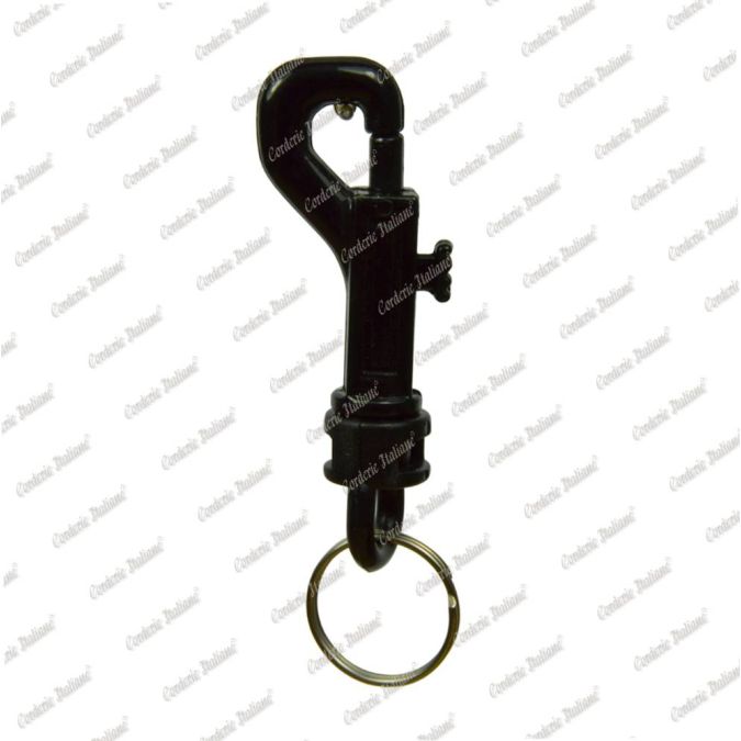 Moschettone portachiavi con anello, 2 pz, nero