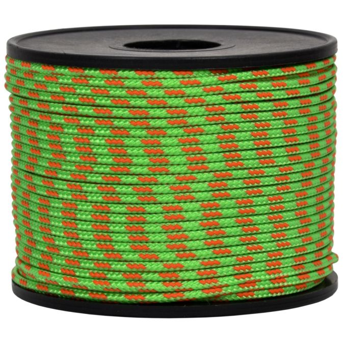 Treccia sky verde flu con spia arancio 2 mm - 50 mt