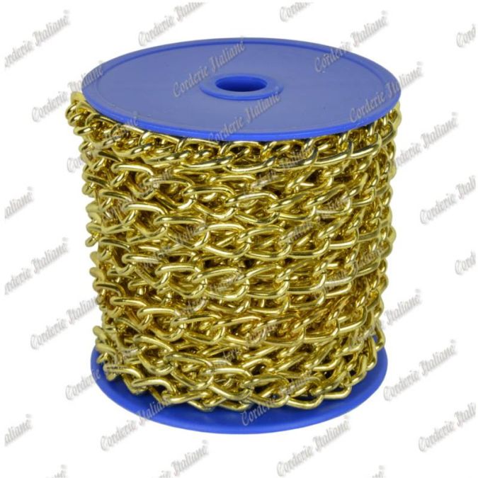 Catena gourmette Ø 2,5 mm, interno maglia 11 mm x 4 mm, 10 mt, ottonata