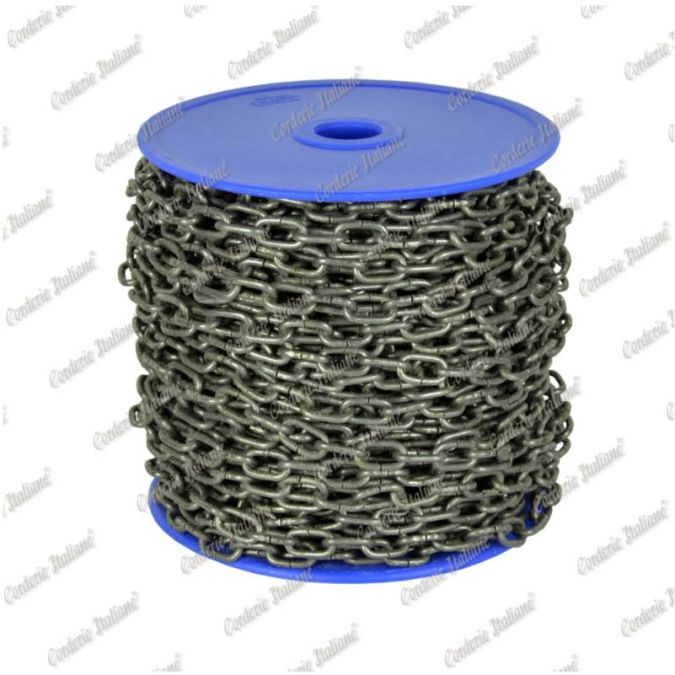 Catena orologio Ø 1,3 mm, interno maglia 8 mm x 2,5 mm, 25 mt, color piombo