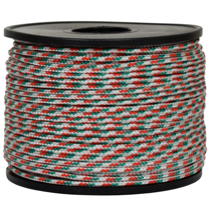 Treccia sky bianca con spie rosso-verde 2 mm - 50 mt