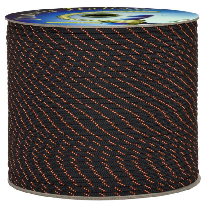 Treccia piatta élite, nero/arancio, 4 mm - 20 mt