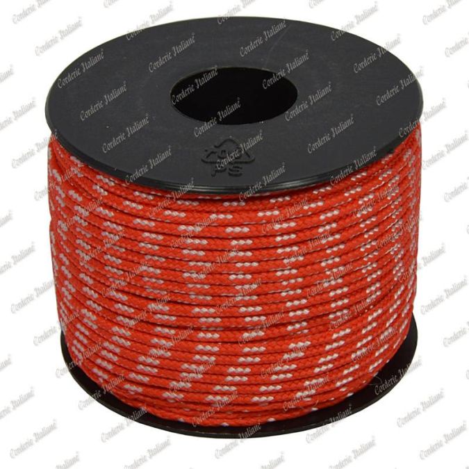 Treccia sky rossa con spia bianca 2 mm - 50 mt
