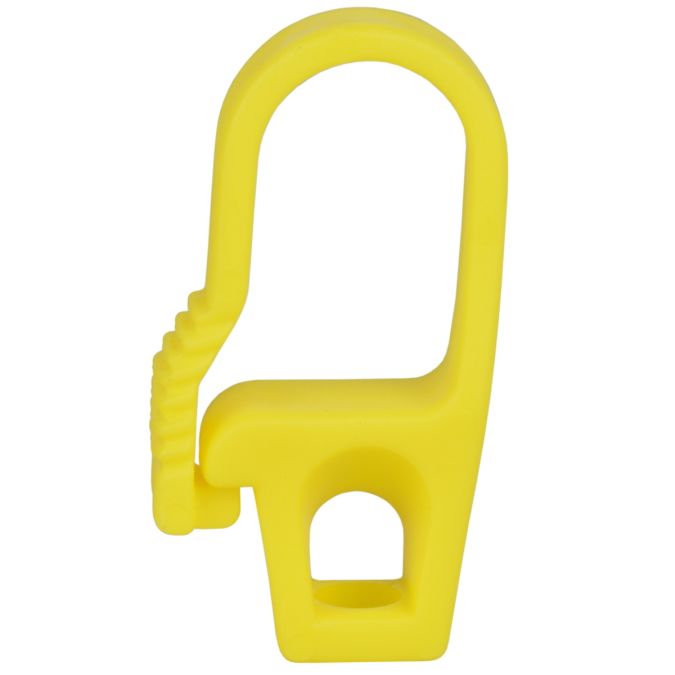 Ganci per corda elastica con chiusura di sicurezza, Ø foro 8 mm - 4 pz, giallo