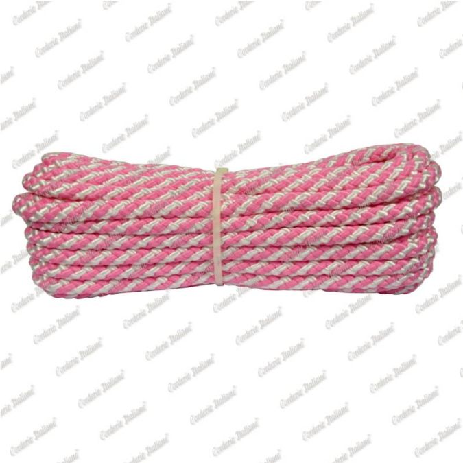 Treccia luxury rosa flu - bianca, 6 mm - 250 mt