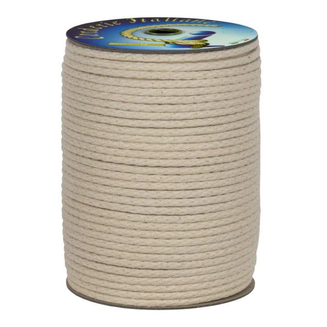 AOM Corda In Cotone 100% – 3 Parti Intrecciata – 5 Metri – Spessa Per Borse, Decorazioni E Fai-da-te (Bianco)