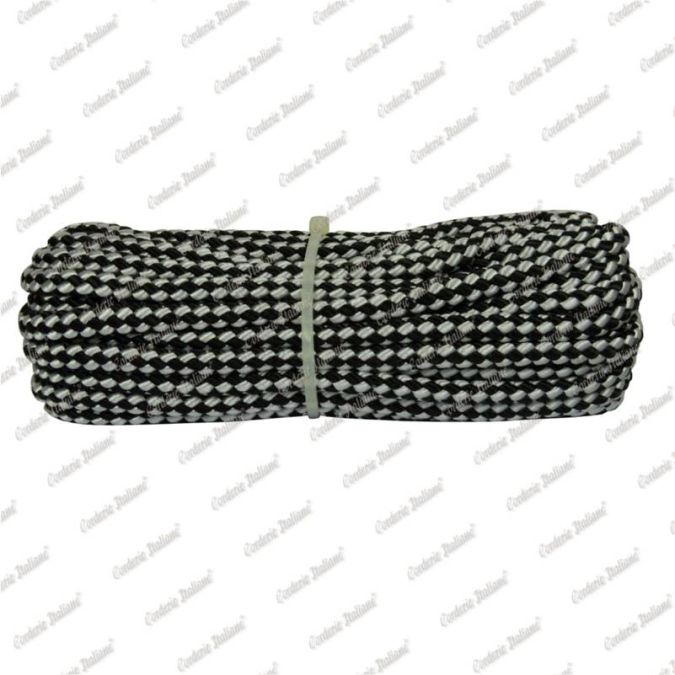 Treccia sport bianco - nera, 6 mm - 10 mt