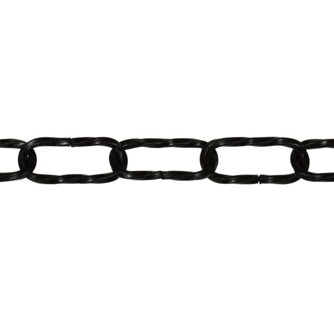 Catena genovese ritorta Ø 2,2 mm, interno maglia 25 mm x 8 mm, 1 mt, nera