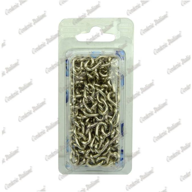 Catena gourmette Ø 1,2 mm, interno maglia 4,5 mm x 1,5 mm, 3 mt, nichelata