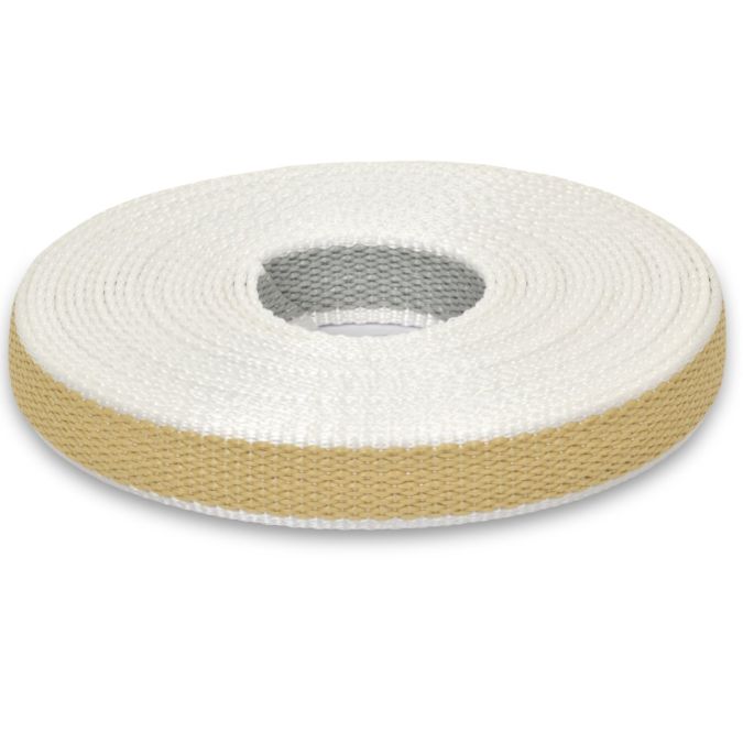 Cintino in rafia 22 mm - 7,5 mt, beige/grigio