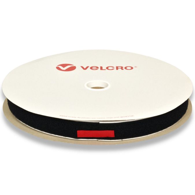 Velcro® adesivo, solo asola (femmina), nero, 20 mm - 50 mt
