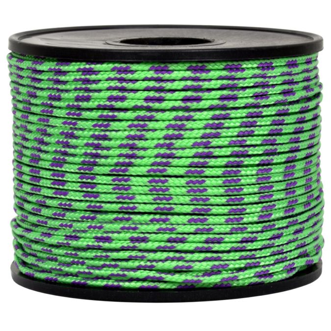Treccia sky verde flu con spia viola 2 mm - 50 mt