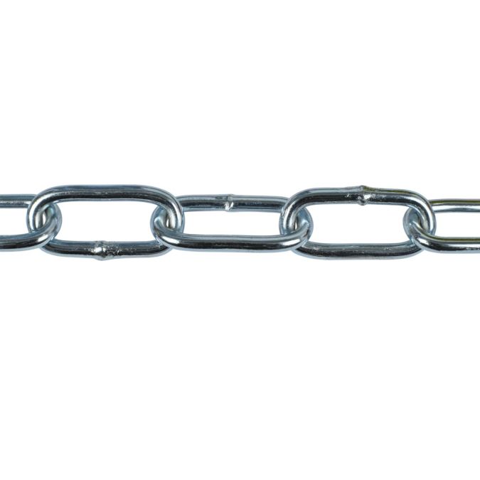 Catena saldata maglia lunga Ø 2 mm, interno maglia 22 mm x 4,5 mm, 3 mt, zincata elettrolitica