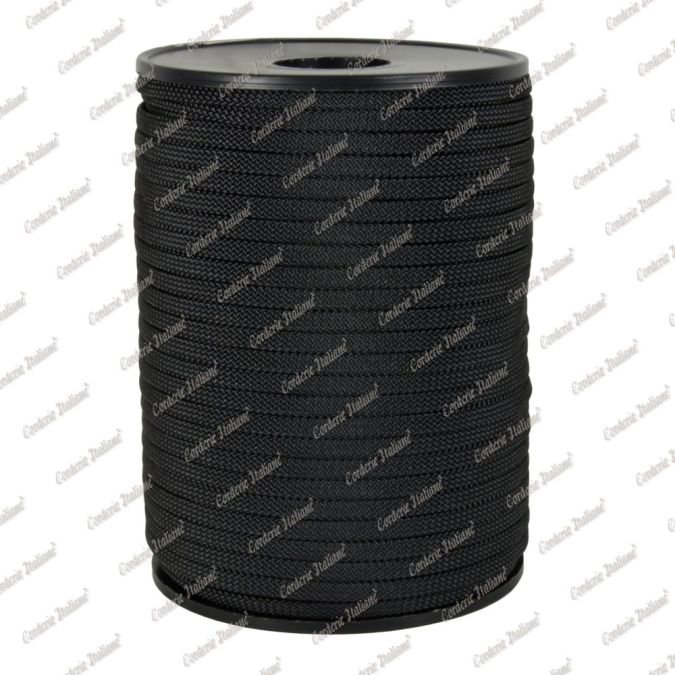 Treccia piatta élite, nera, 4 mm - 20 mt