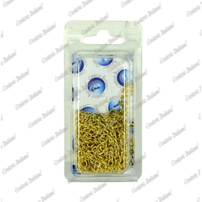 Catena forzatina Ø 1,1 mm, interno maglia 5 mm x 3 mm, 3 mt, ottonata