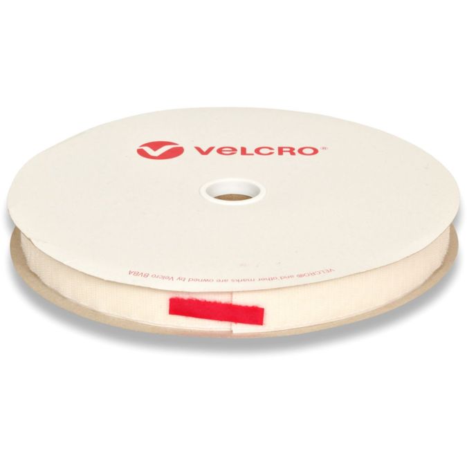 Velcro® adesivo, solo uncino (maschio), bianco, 25 mm - 25 mt