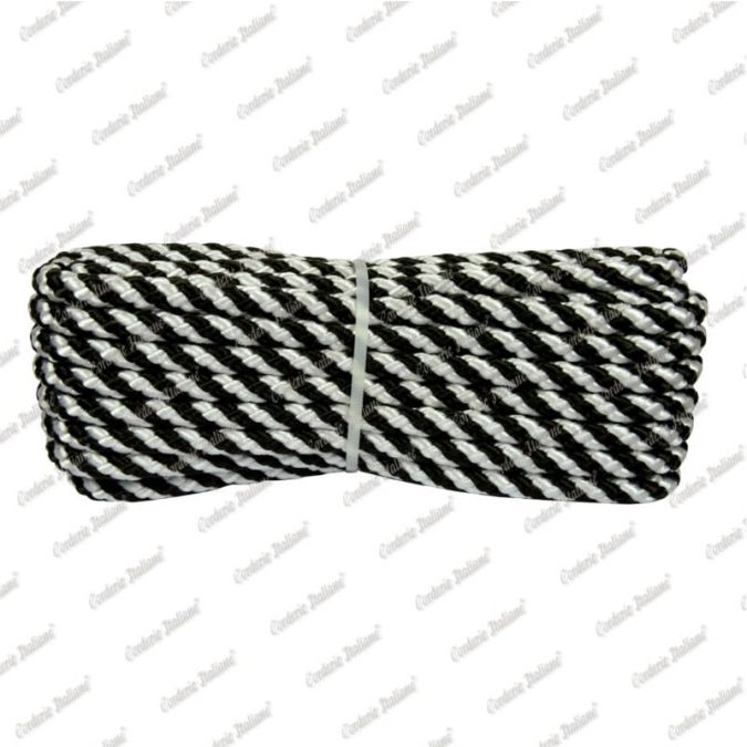 Treccia luxury bianco - nera, 4 mm - 10 mt