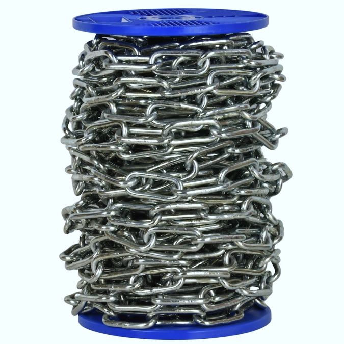 Catena saldata maglia lunga Ø 5 mm, interno maglia 35 mm x 10 mm, 32 mt, zincata elettrolitica