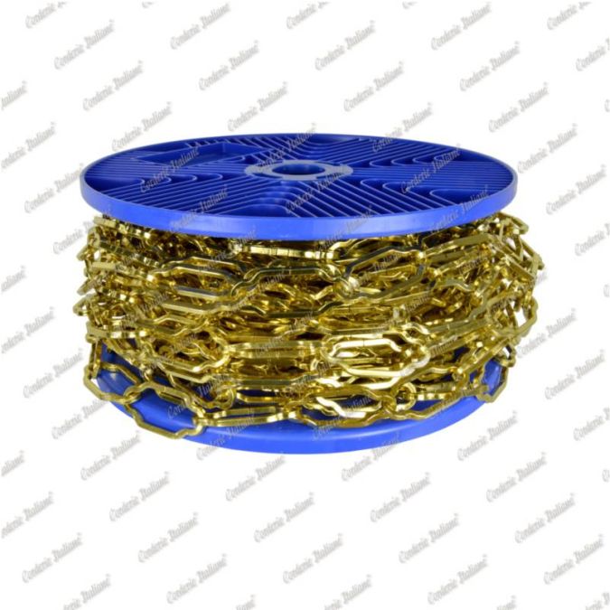 Catena cattedrale Ø 2 mm, interno maglia 24 mm x 10 mm, 30 mt, ottonata