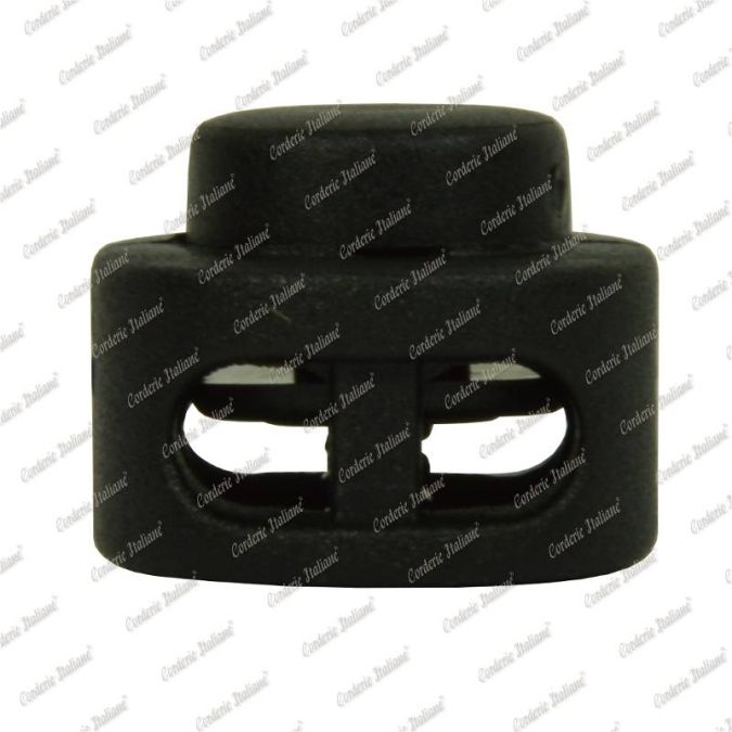 Fermacorda prix con doppio foro, ø fori 3,6 mm x 4,0 mm, 100 pz, nero