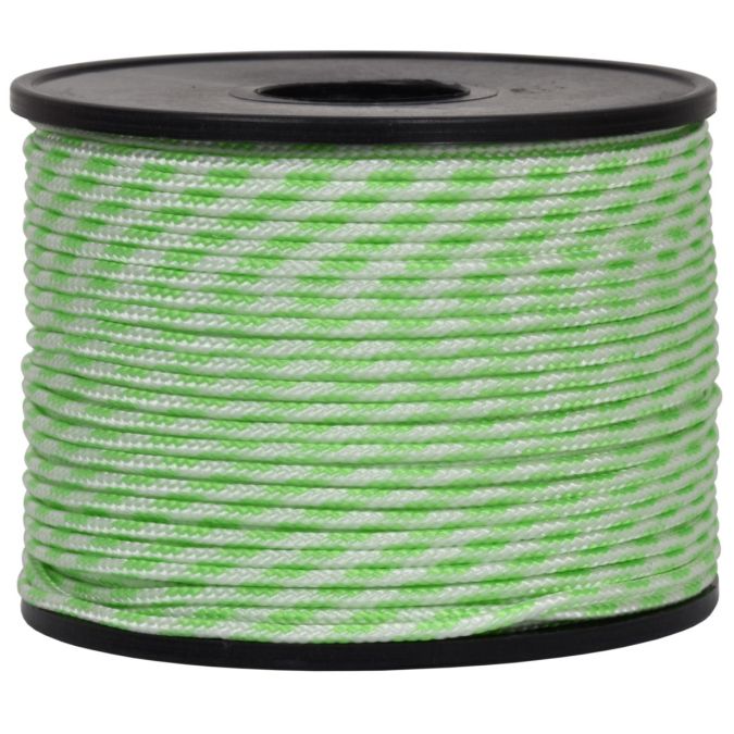 Treccia sky bianca con spia verde flu 2 mm - 50 mt