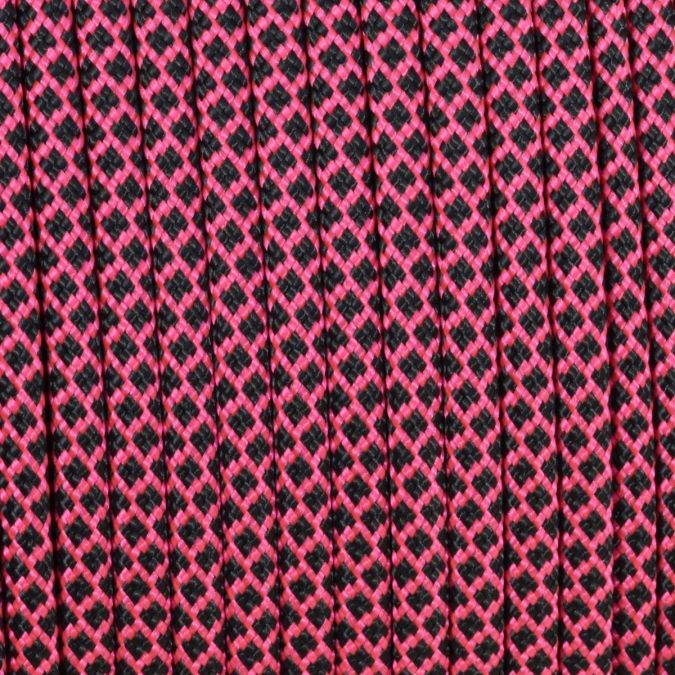 Paracord 550 diamond nero-rosa flu 4 mm - 30 mt