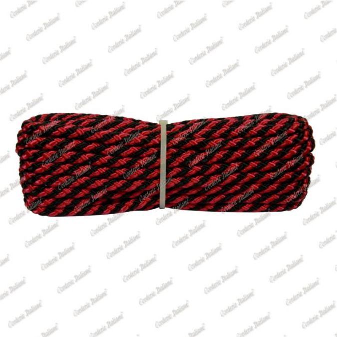 Treccia luxury rosso - nera, 8 mm - 10 mt