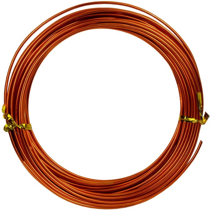 Filo alluminio tondo arancio, 2 mm - 12 mt