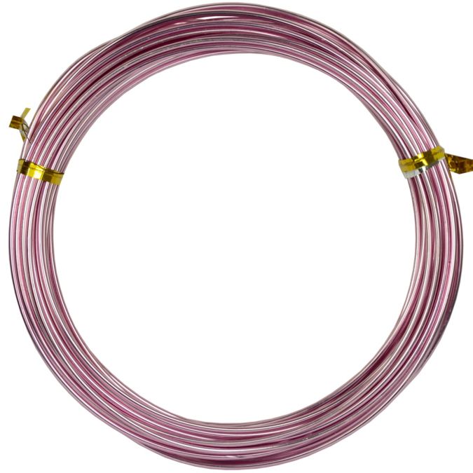 Filo alluminio tondo rosa, 2 mm - 12 mt