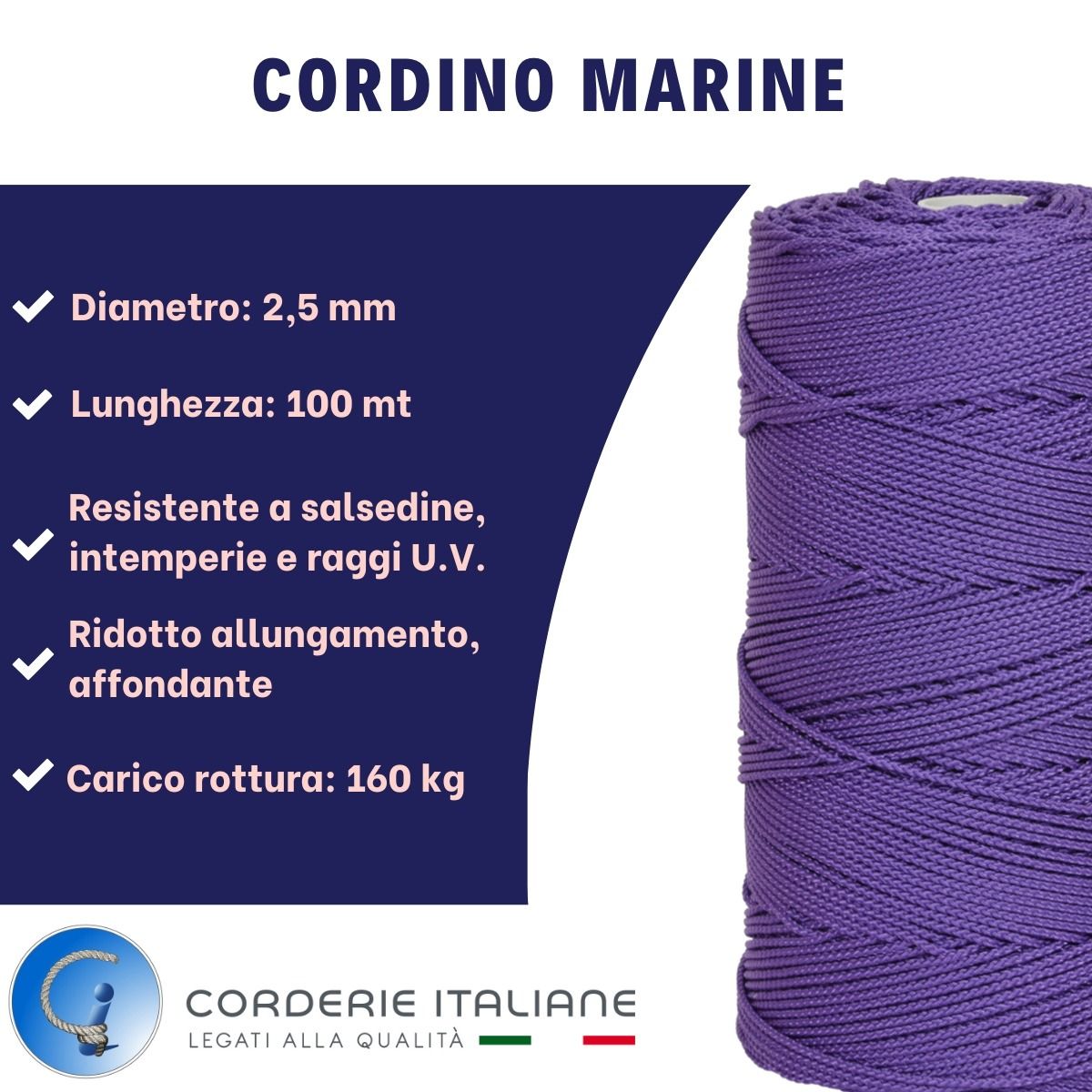 CaPiSo Cordone Di Cotone Per Cucito E Fai Da Te - Viola Brillante - 50 Metri X 2 Mm Di Larghezza